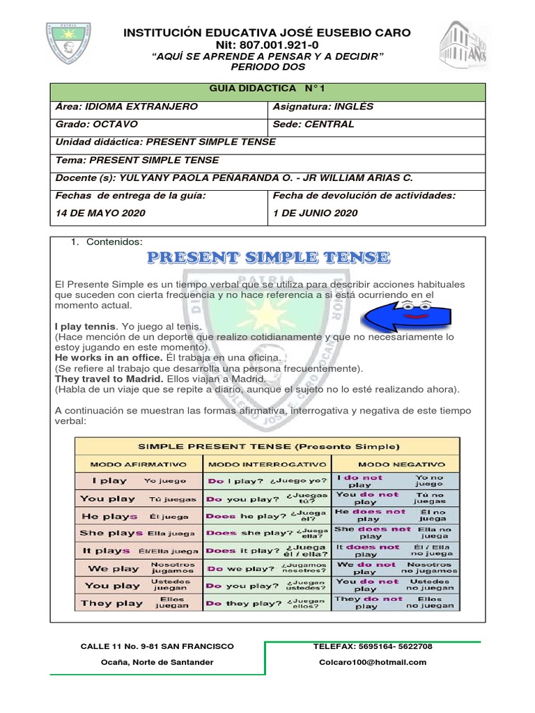 Resumen del Presente Simple en Inglés | PDF | Verbo | Lingüística