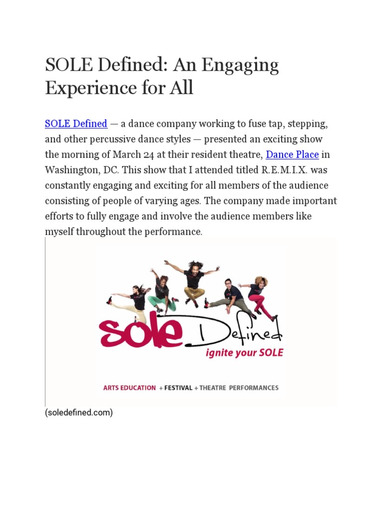 Sole Defined PDF Dances Performing Arts