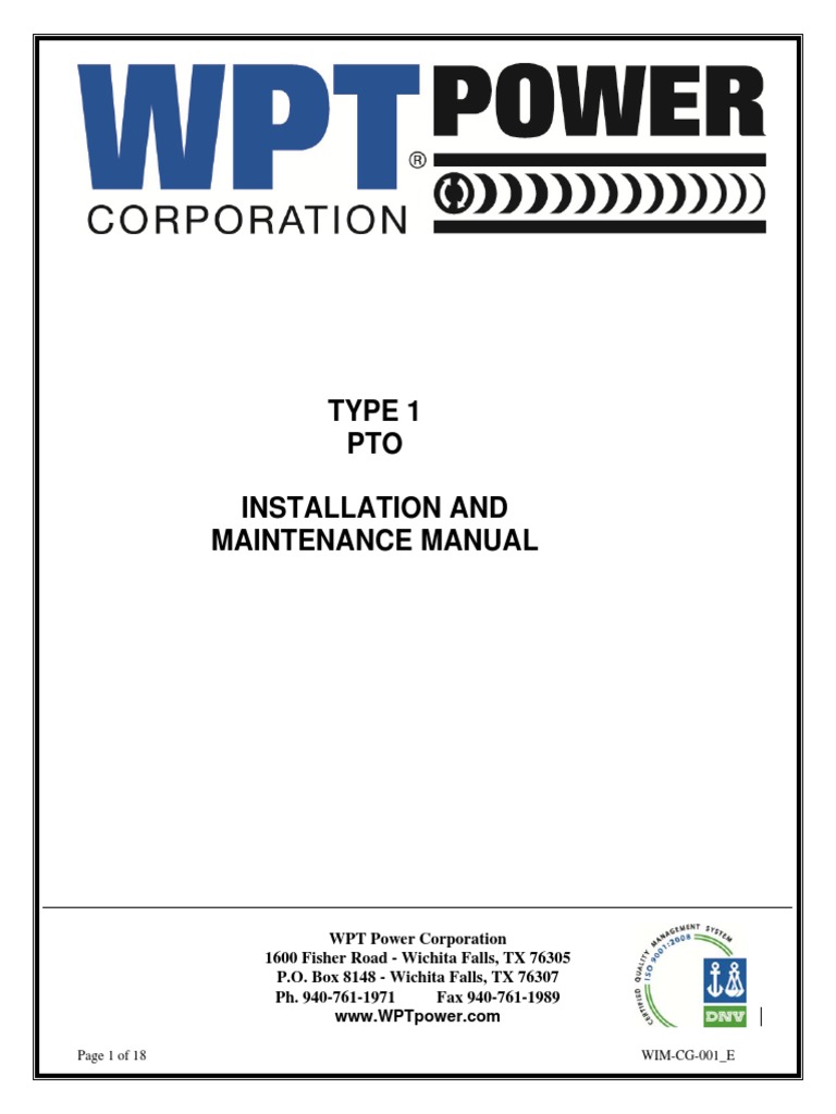 10.manual de Instalacion y Mantenimiento, Pto (Power Take Off) PDF