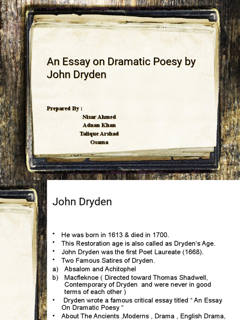 rhyme and blank verse in essay on dramatic poesy