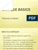 Critique Basics: Welcome To Debate!