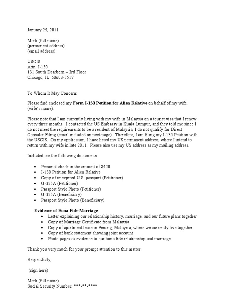 I 131 letter of explanation sample
