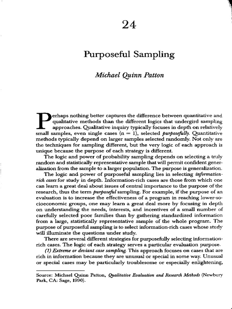 Patton 2002 Sampling Pdf | Qualitative Research & Evaluation Methods ...