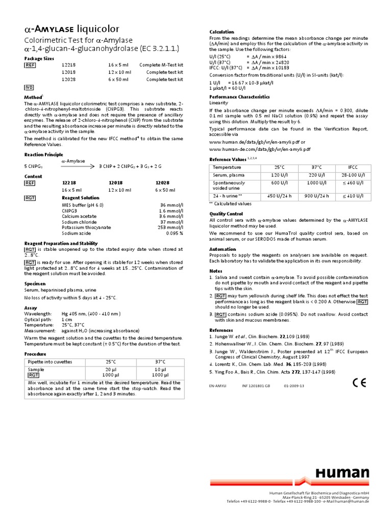 Calculation of α-Amylase Activity Using a Colorimetric Method with 2 ...