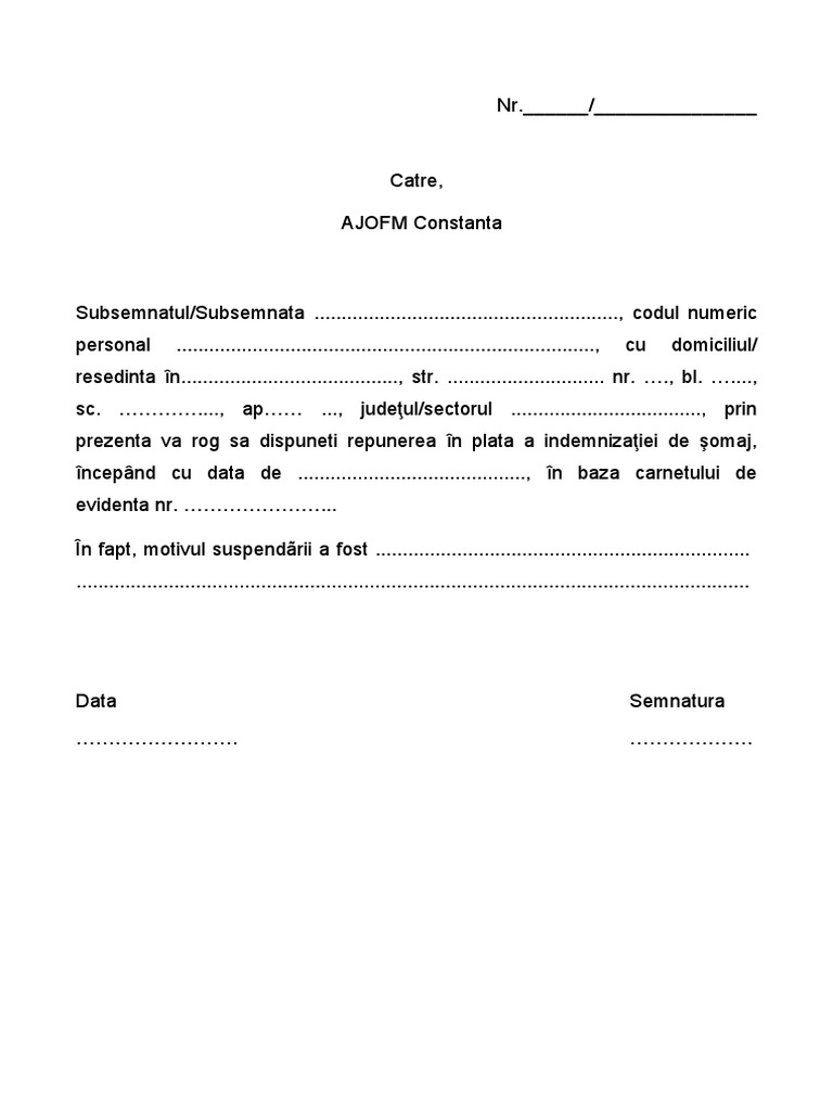Cerere Reluare | PDF