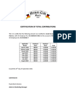 CERTIFICATION OF TOTAL CONTRIBUTIONS