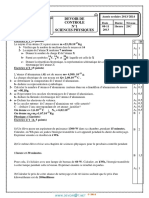 Devoir de Contrôle N°1 - Sciences Physiques - 2ème Sciences (2013-2014) MR Mzoughi Salah PDF