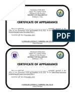 Certificate of Appearance Sample