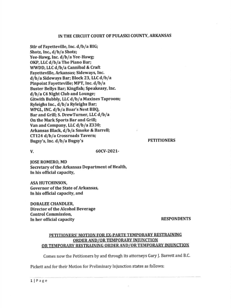 Petitioners Motion For TRO Injunction With Affidavits | PDF