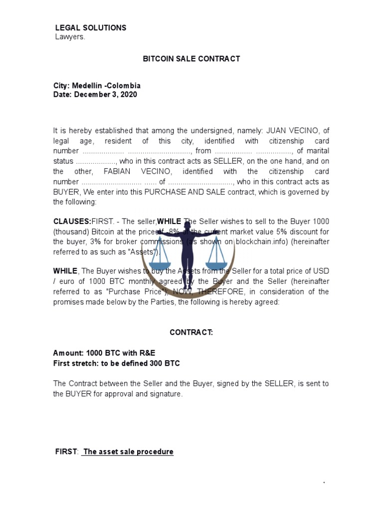 Contrato de Compraventa de BITCOIN - Es.en | PDF | Bitcoin | Confidentiality