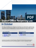 Branch Office Reopening List: in October