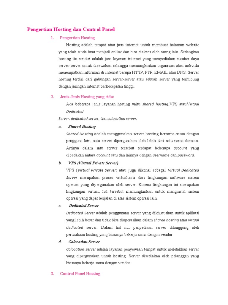 Panduan Lengkap Hosting dan Control Panel | PDF | Komputer | Teknologi ...