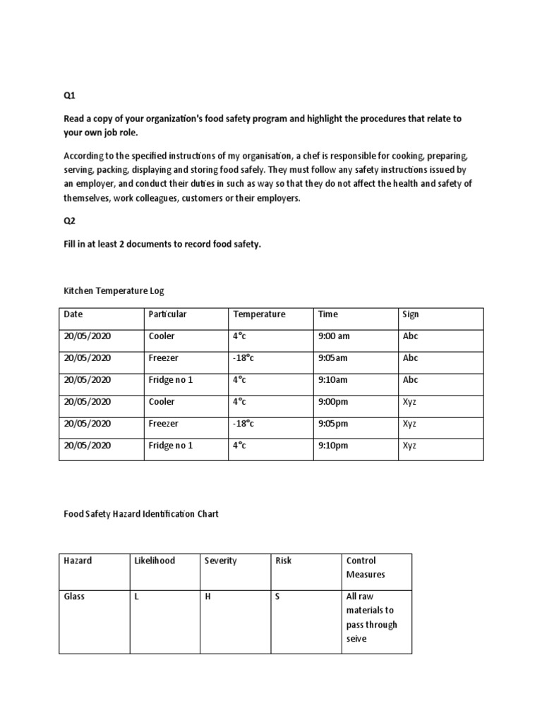 Food Safety Procedures for Chefs | PDF