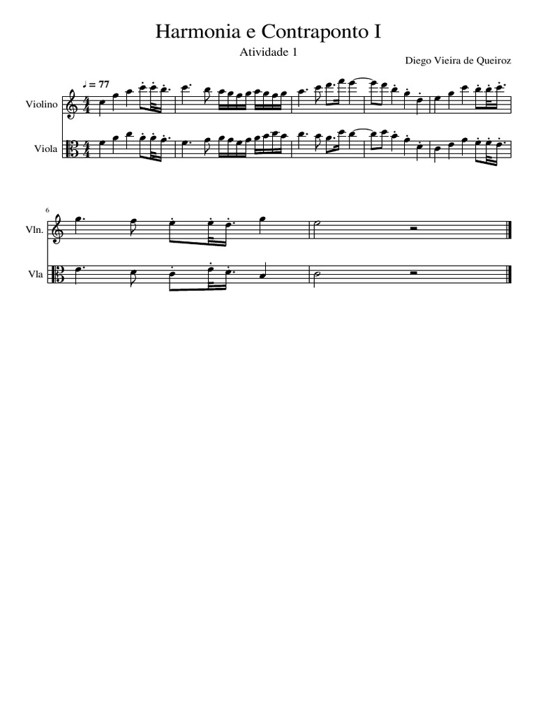 Harmonia e Contraponto I - Atividade 1 | PDF