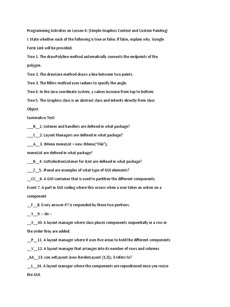 Programming Activities On Lesson 4 | PDF | Method (Computer Programming ...