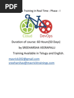 Duration of Course: 60 Hours (50 Days) by Sreeharsha Veerapalli Training Available in Telugu and English