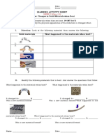 Learning Activity Sheet Lesson:: Changes in Solid Materials When Bent