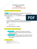 Equations of Order One: Differential Equations Module 2A