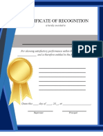 Certificate of Recognition Sample