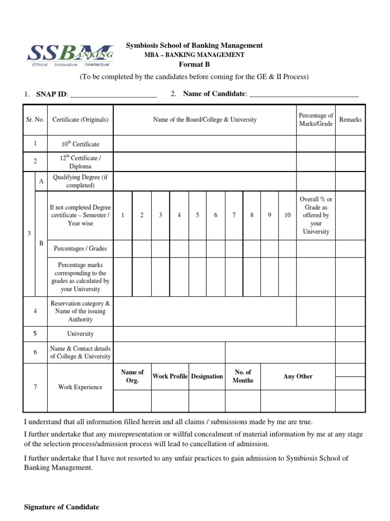 SSBM FormatB | PDF | Vocational Education | Educational Stages
