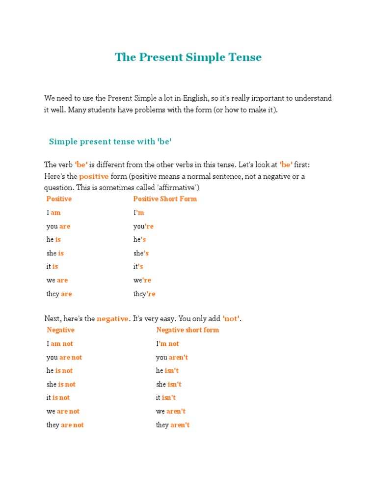 Present Simple Tense Guide | PDF | Question | Verb