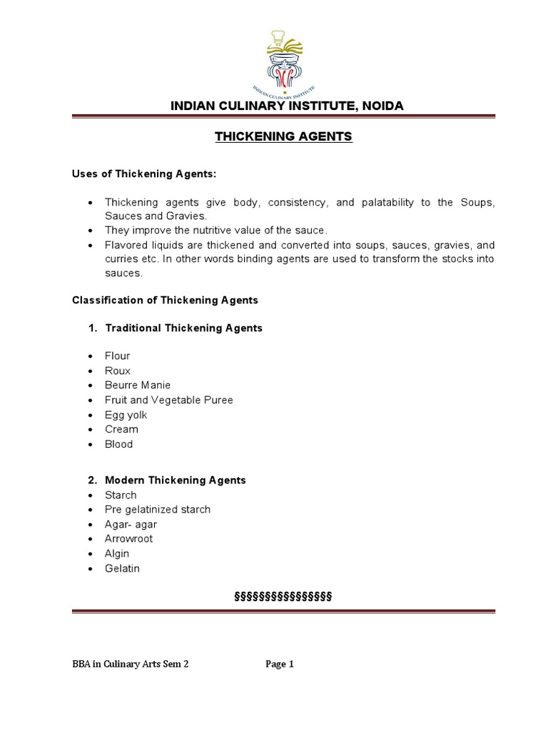 Indian Culinary Institute, Noida Thickening Agents Download Free PDF Starch Agar