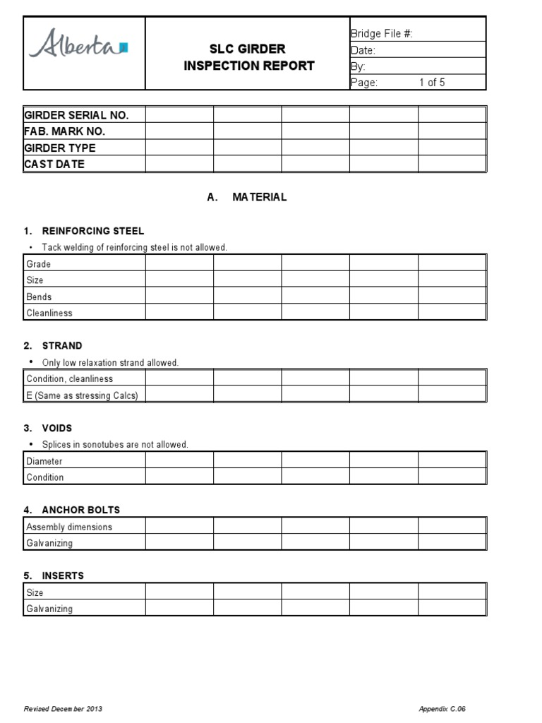 SLC Girder Inspection Report | PDF | Structural Engineering | Building ...