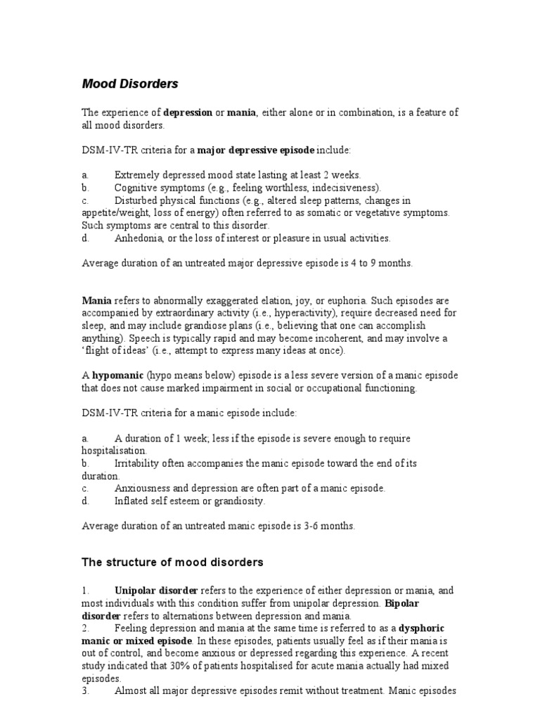 Understanding Mood Disorders | PDF | Major Depressive Disorder ...