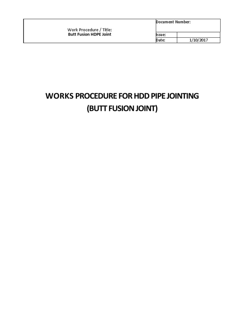 Work Procedure HDPE Pipe Joint (HDD) PDF