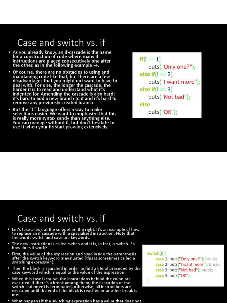 13Case and Switch VS If PDF Array Data Structure Integer
