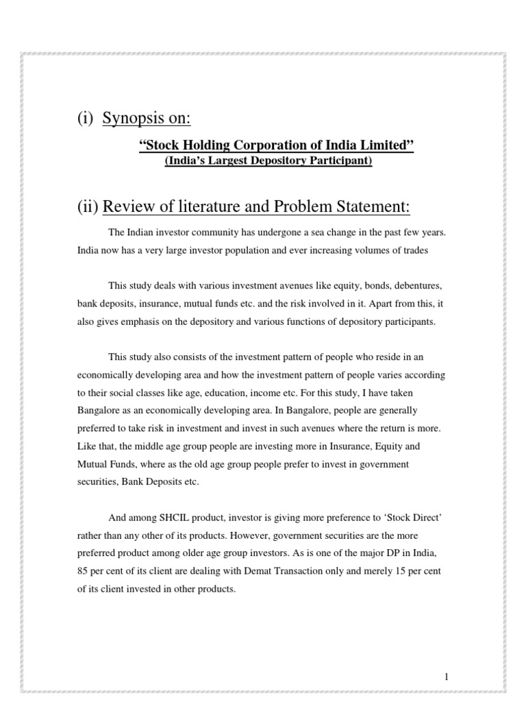 Stock Holding Corporation of India Limited PDF Investor