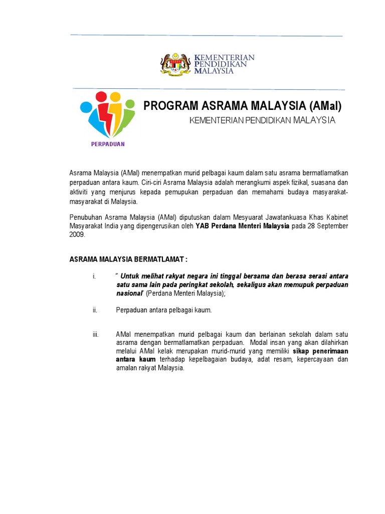 Program Asrama Malaysia AMal PDF | PDF