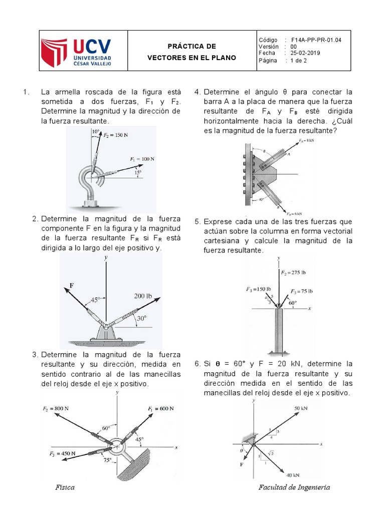 Práctica de Fuerzas y Vectores | PDF | Vector Euclidiano | Geometría