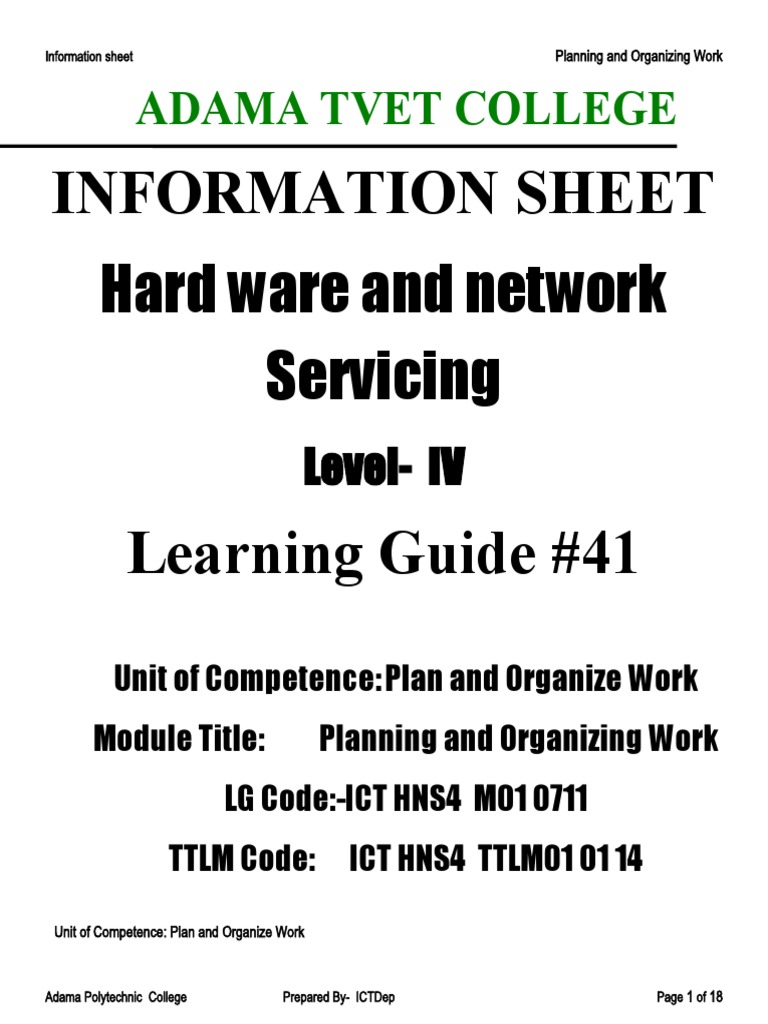 Plan and organize work pdf business