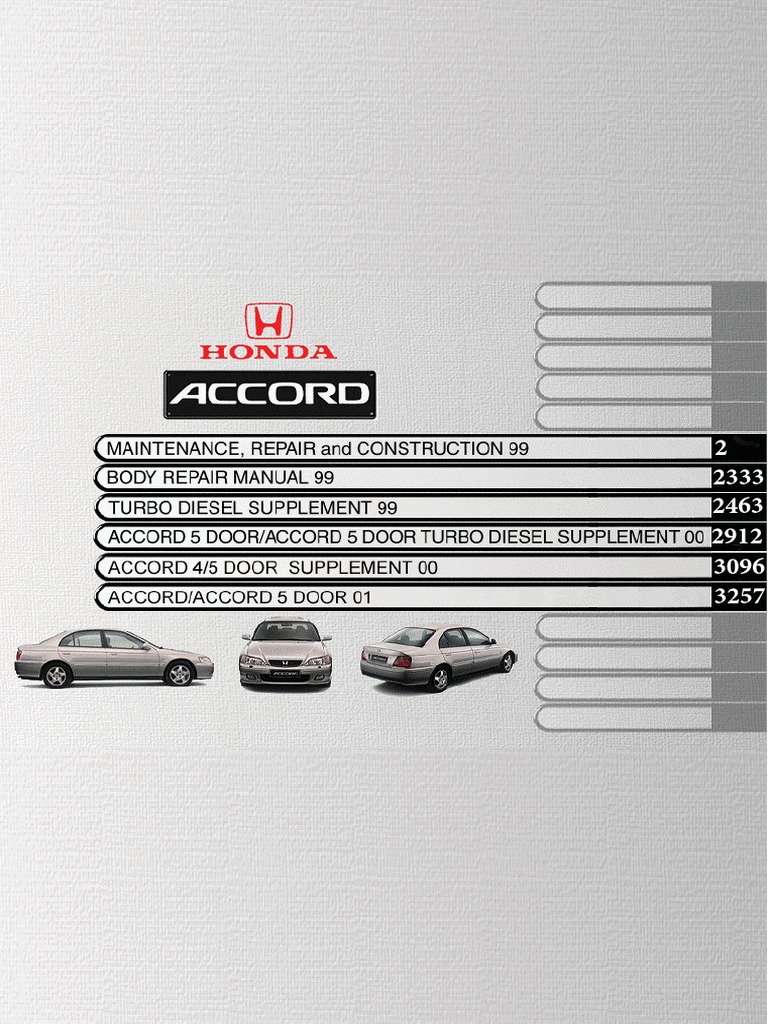 1999 Honda Accord SiR-T - JDM Sport Classics Honda Accord 1998-1999 サービスマニュアル　usdm