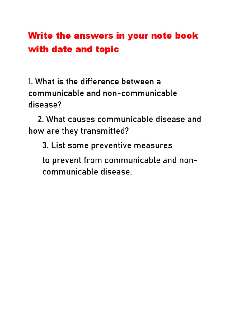 Communicable vs Non-Communicable Diseases | PDF | Self-Improvement