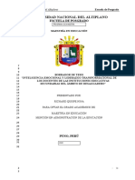 Inteligencia Emocional y Liderazgo Transformacional de Los Docentes de Las Instituciones Educativas Secundarias Del Ámbito de Desaguadero