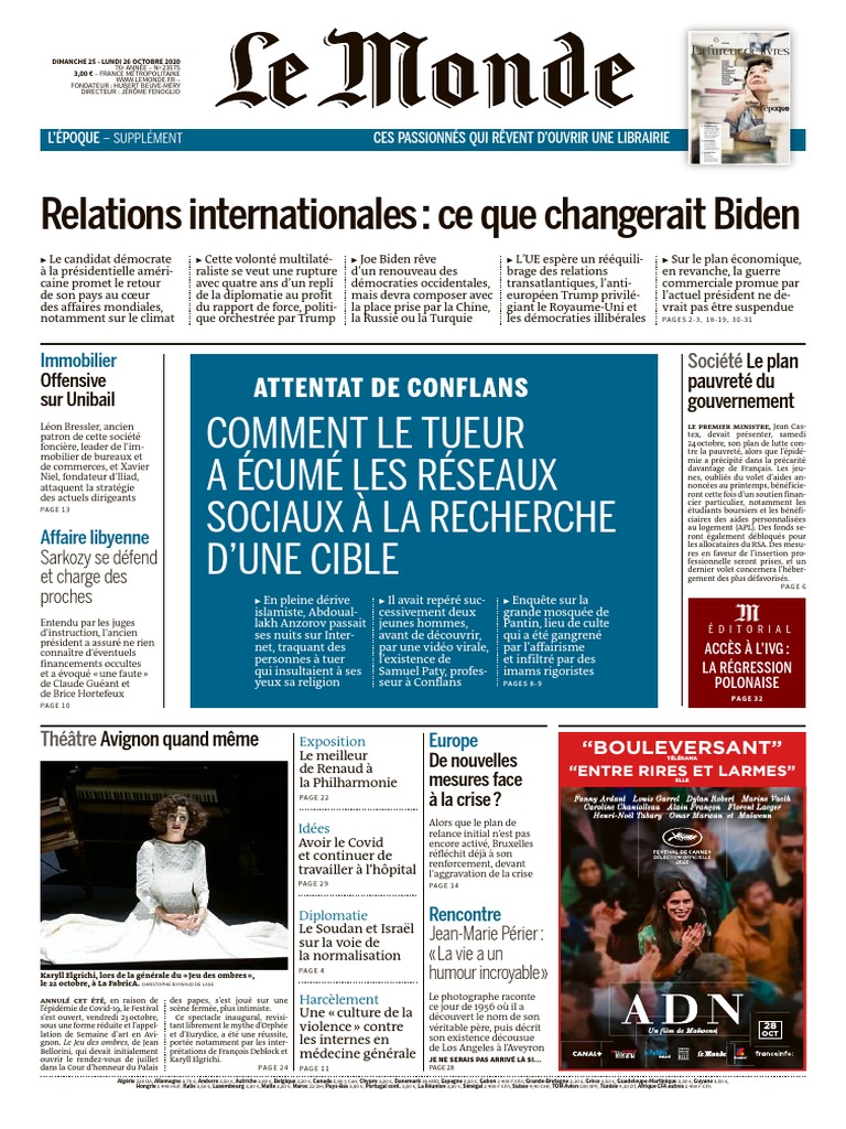 Journal Le Monde Du Dimanche 25 Et Lundi 26 Octobre Pdf Brexit Donald Trump
