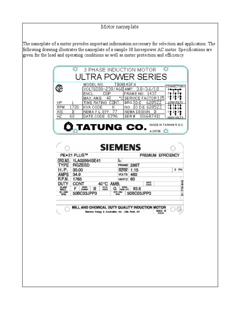 Nameplate PDF PDF Electric Motor Horsepower