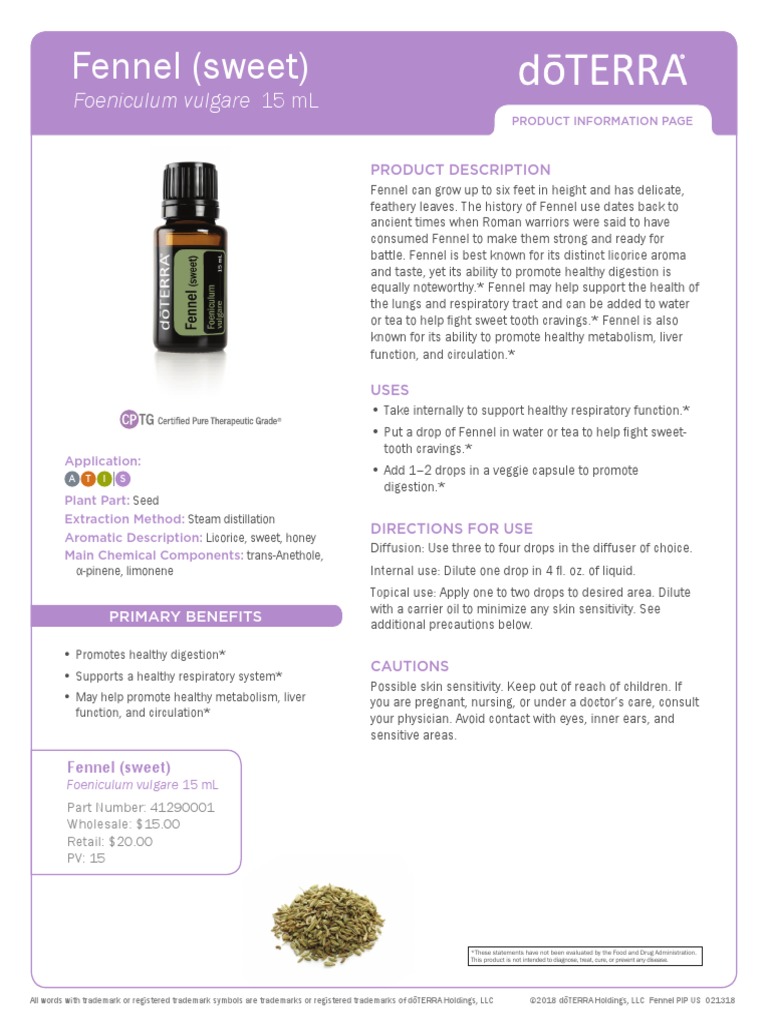 Doterra Fennel Essential Oil PDF Fennel Plants