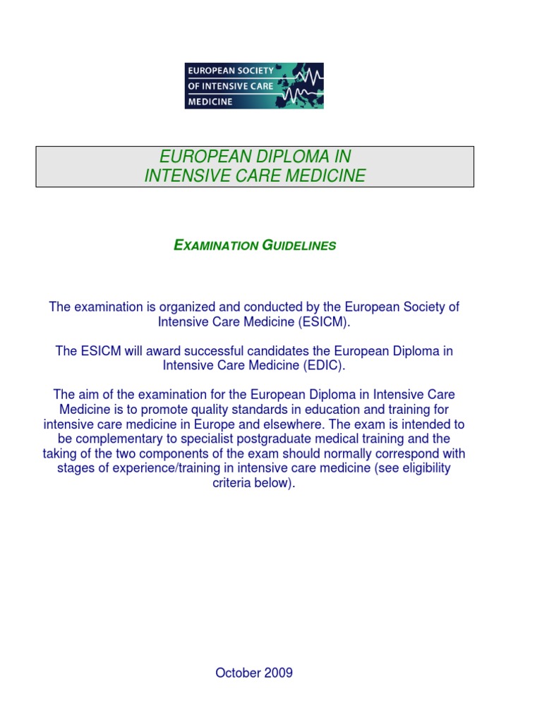 EDIC Guidelines 2009 Version October 09 | PDF | Intensive Care Medicine ...