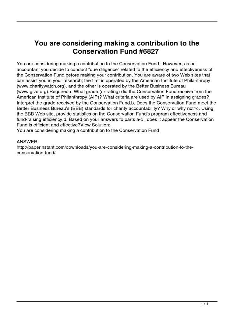 You Are Considering Making A Contribution To The Conservation Fund PDF
