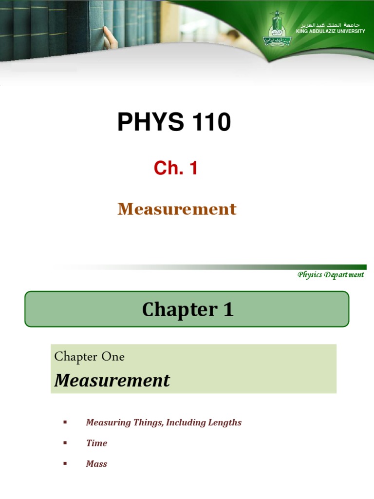Phys 110 Ch 1 Pdf International System Of Units Physical Sciences