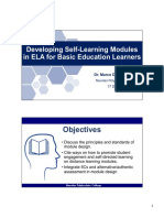 Developing Self-Learning Modules in ELA For Basic Education Learners