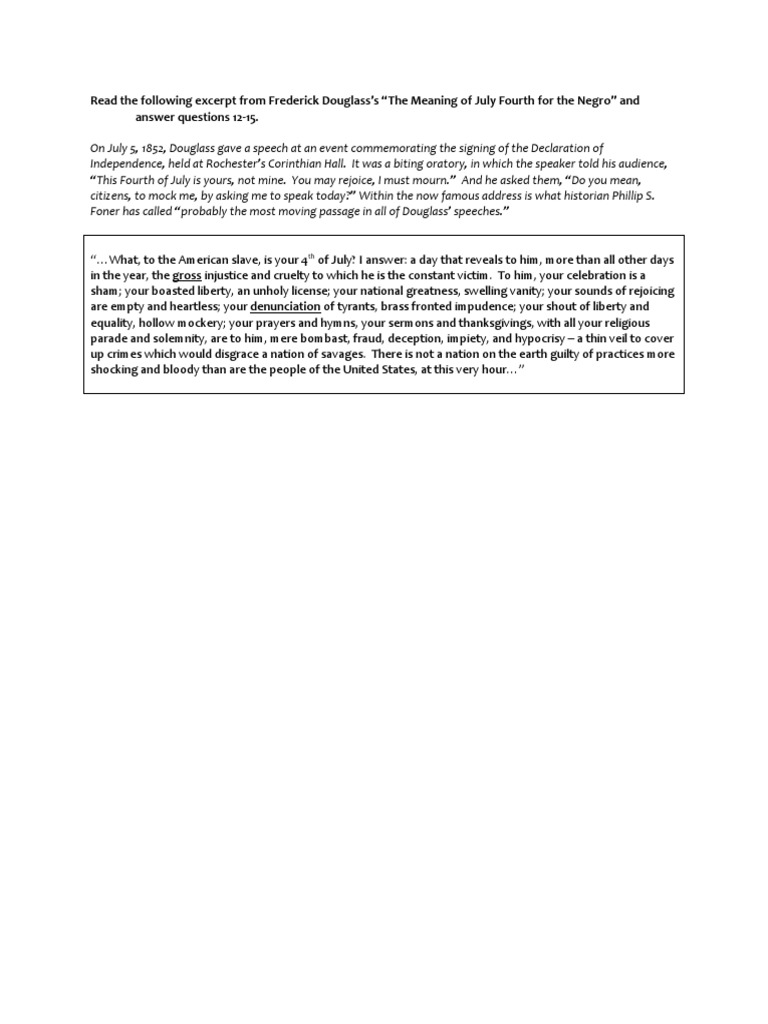 the meaning of july fourth for the negro pdf