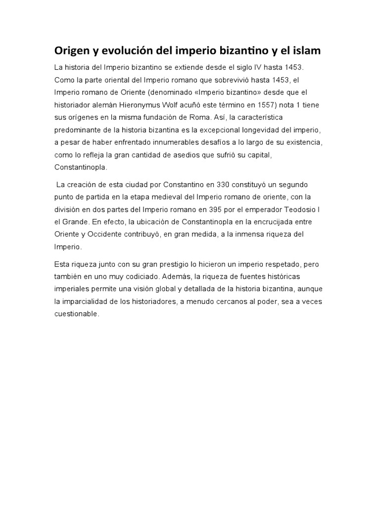 Origen y Evolución Del Imperio Bizantino y El Islam | PDF | imperio ...