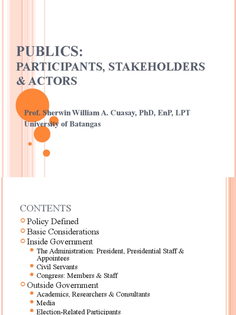 Understanding Policy Participants and Actors | PDF | United States ...