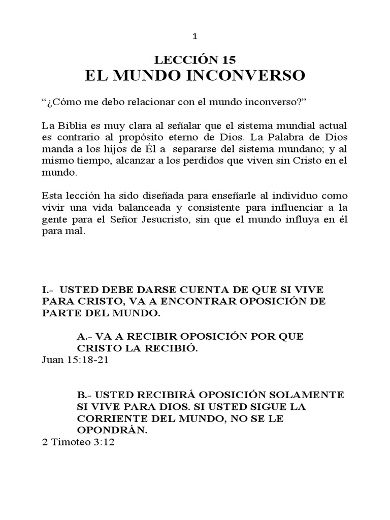 Cómo enfrentar un mundo inconverso | PDF | Evangelio de Mateo | Cristo ...