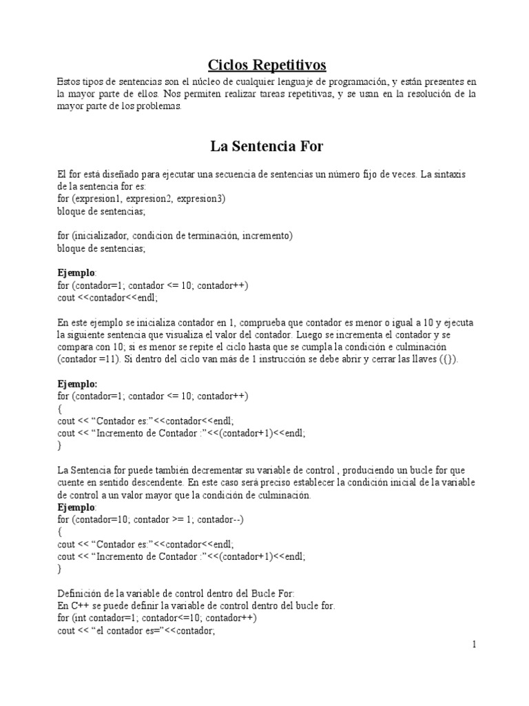 Ciclos en C++ | PDF | Programación de computadoras | Ingeniería de software