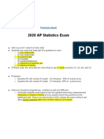 2020 AP Statistics Exam: Formula Sheet